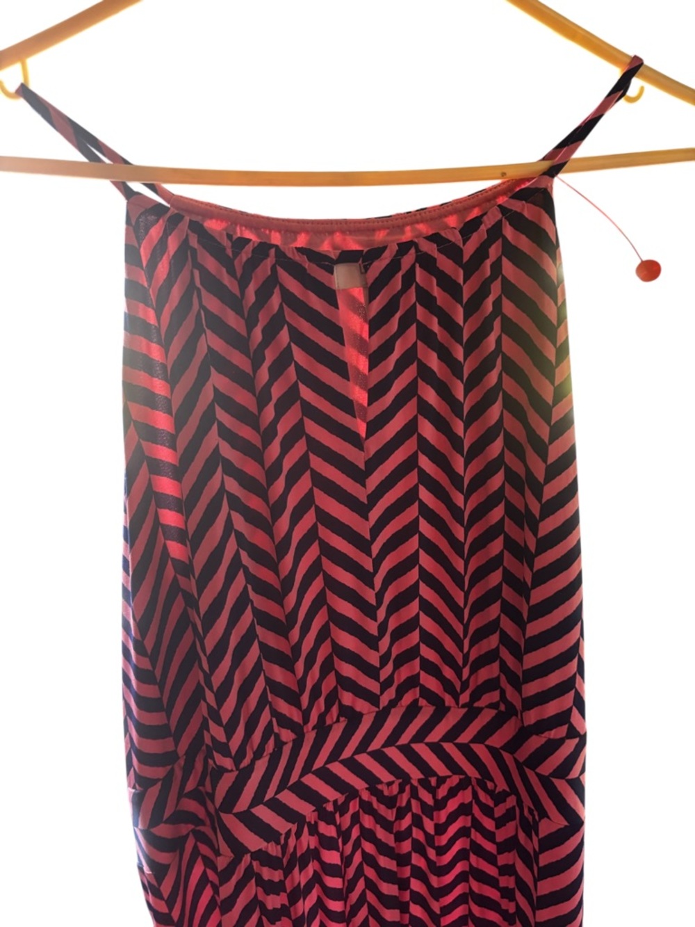 Pink and navy blue Chevron Maxi Dress
